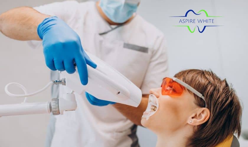 Professional teeth whitening treatment in progress Dundee